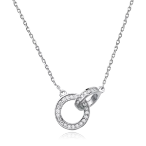 Stříbrný náhrdelník s kruhy a zirkony