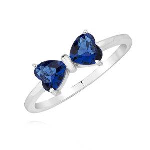Stříbrný prsten Mašlička se safírovými zirkony Modrá