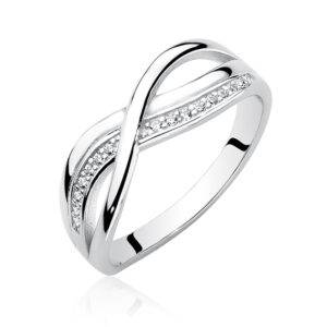 Stříbrný rhodiovaný prsten se zirkony