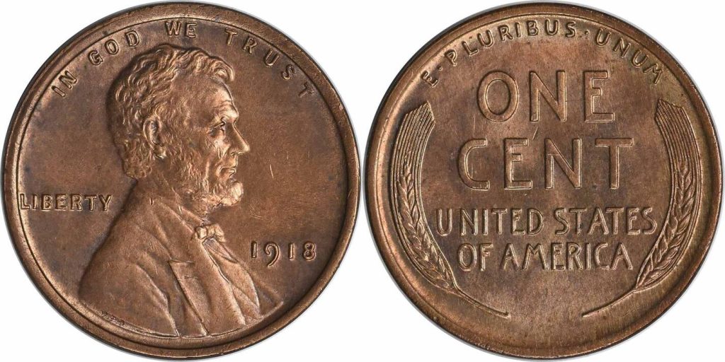 Pšeničný penny Lincolna (1918, 5 centů) v hodnotě 125 000 dolarů, stále v oběhu.